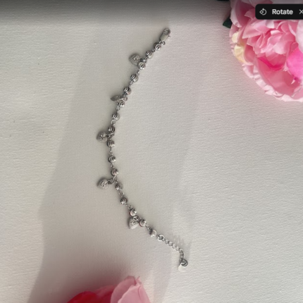Silver balls bracelet with heart charms